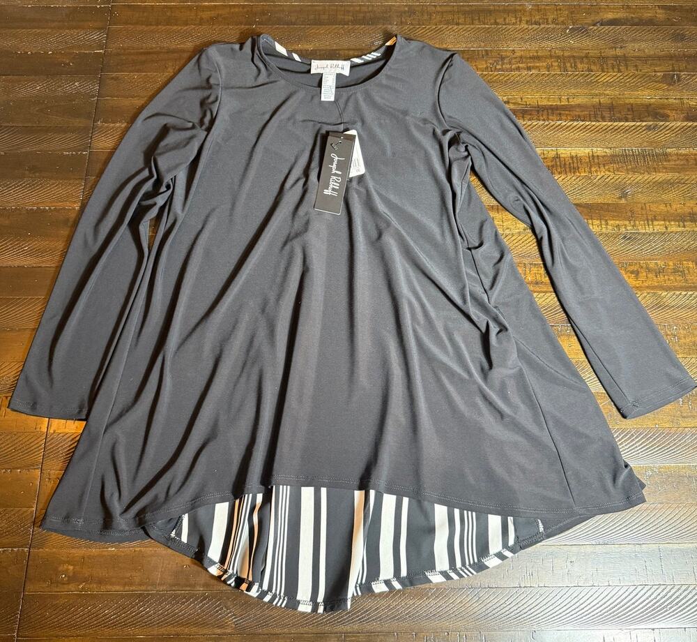 NWT $198 Joseph Ribkoff High Low Tunic Peekaboo Striped Back Size 8 Super Soft